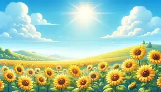 Solros, solrosfält i landskap