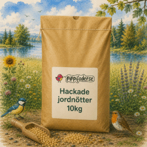 Hackade jordnötter till fåglar 10 kg från pippifoder i naturmiljö.