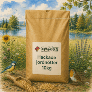 Hackade jordnötter till fåglar 10 kg från pippifoder i naturmiljö.