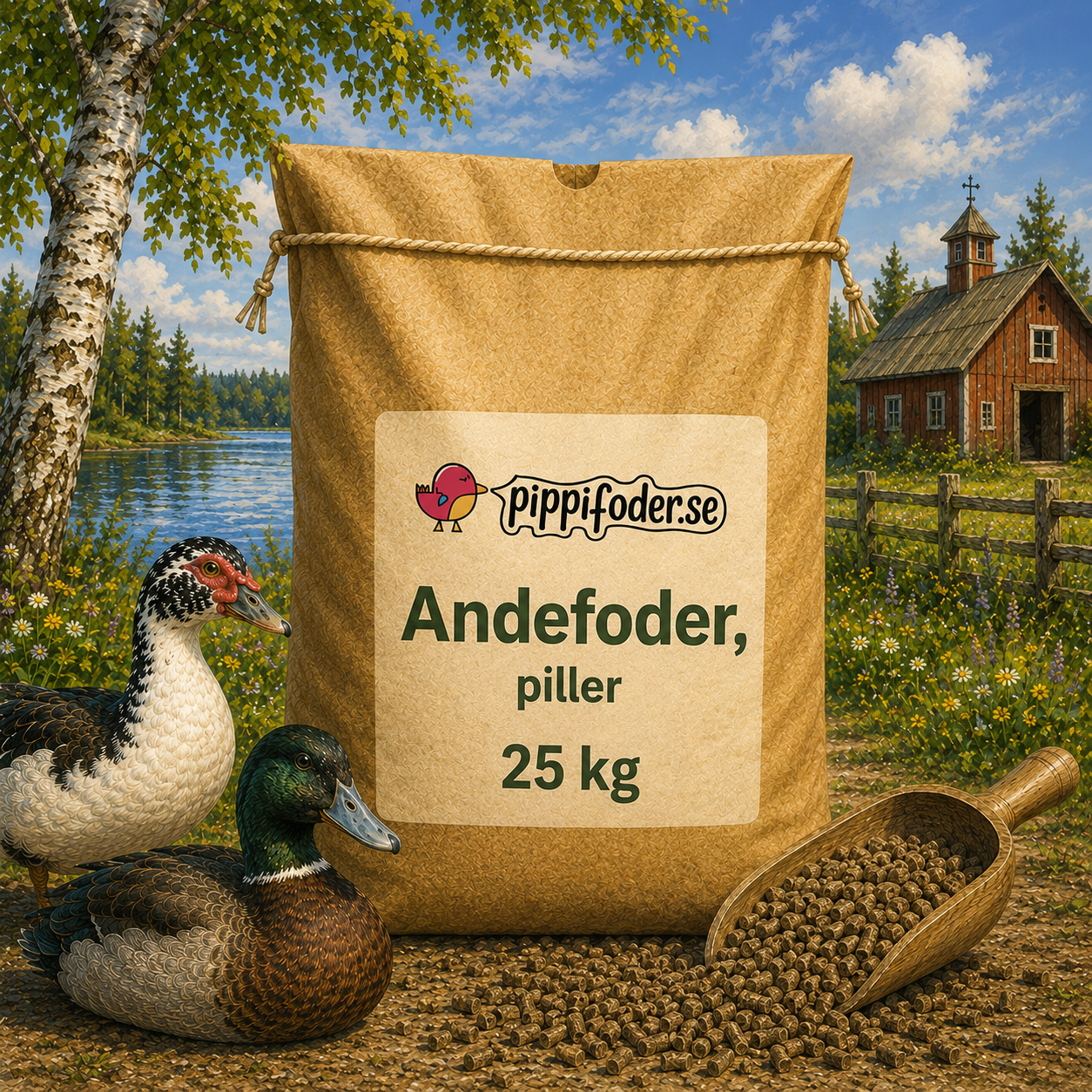 Andefoder, piller 25 kg 1 nkfoder pellets 25 kg – helfoder till ankor