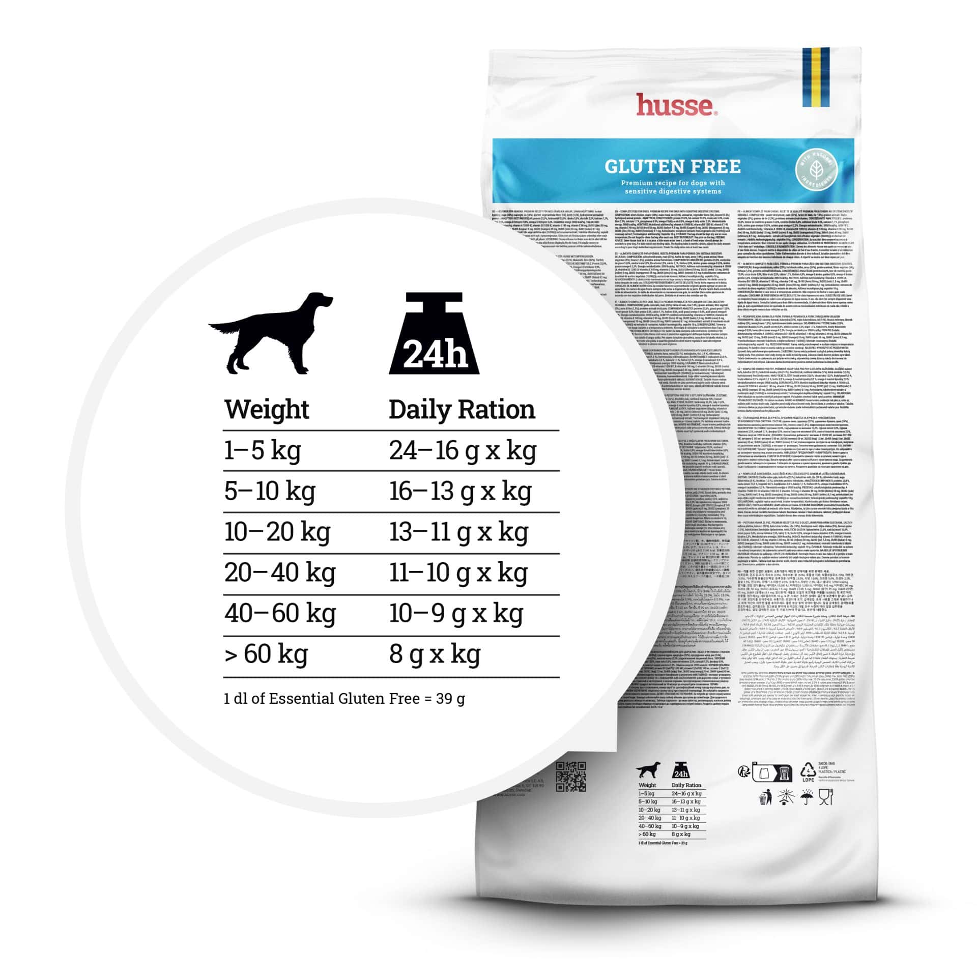 Hundmat - Glutenfri 15kg 3 Glutenfri hundmat med portionsinformation
