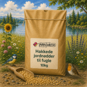 Fuglefoder til vilde fugle 16 Hackade jordnötter till fåglar 10 kg från pippifoder i naturmiljö.