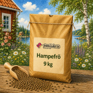 Hampafrön 9 kg från pippifoder på ett bord
