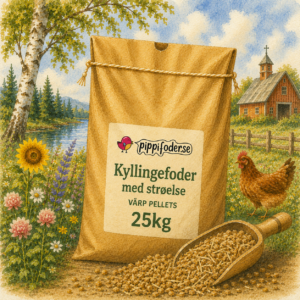 Fuglefoder til vilde fugle 26 Hønnefoder til æglæggende høner, pellets, 25 kg fra Pippifoder i landlige omgivelser.