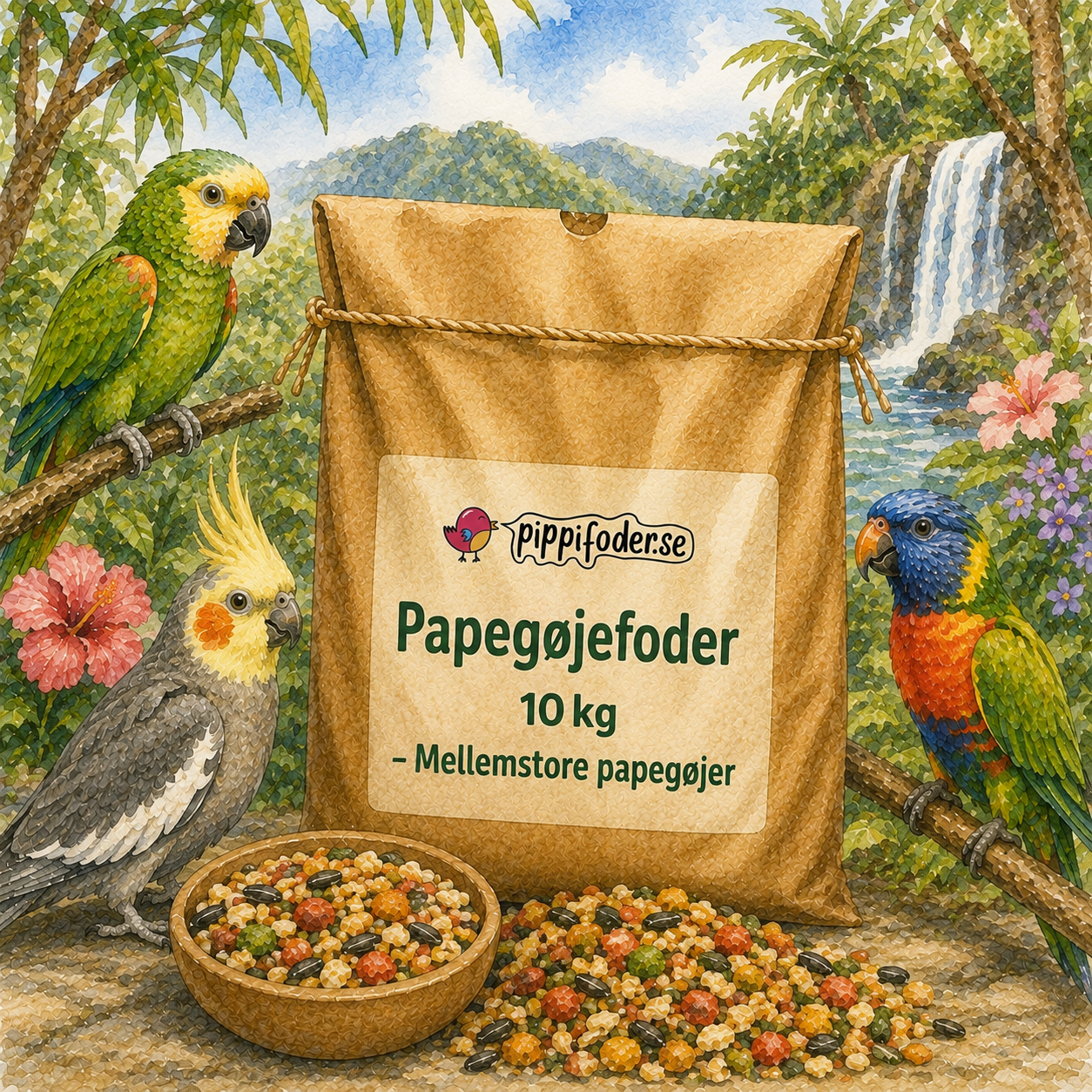 Papegøjefoder 10 kg – Mellemstore papegøjer 1 Papegøjefoder 10 kg – Mellemstore papegøjer