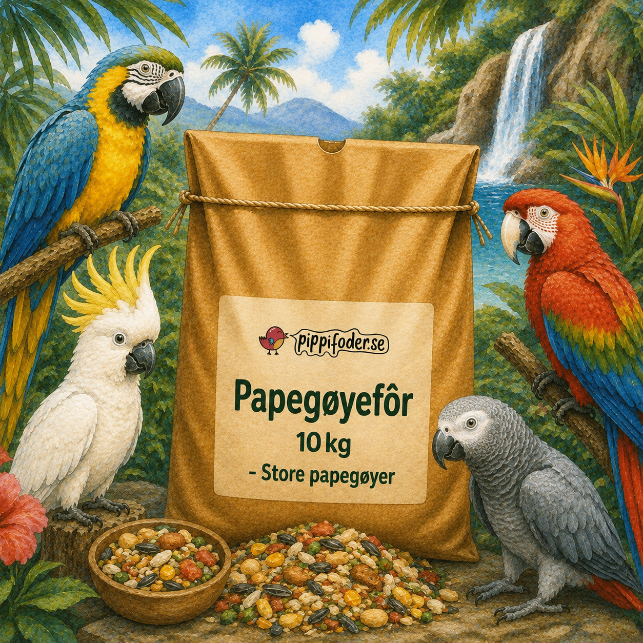 Papegøyefôr 10 kg – Store papegøyer 1 Papegøyefôr 10 kg – Store papegøyer